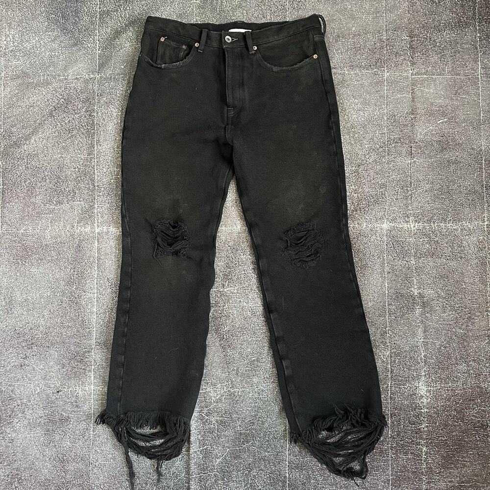 Men's Doublet Japan Overdyed Big Twill Black Button Fly Pants Sz Large (33 X 30)